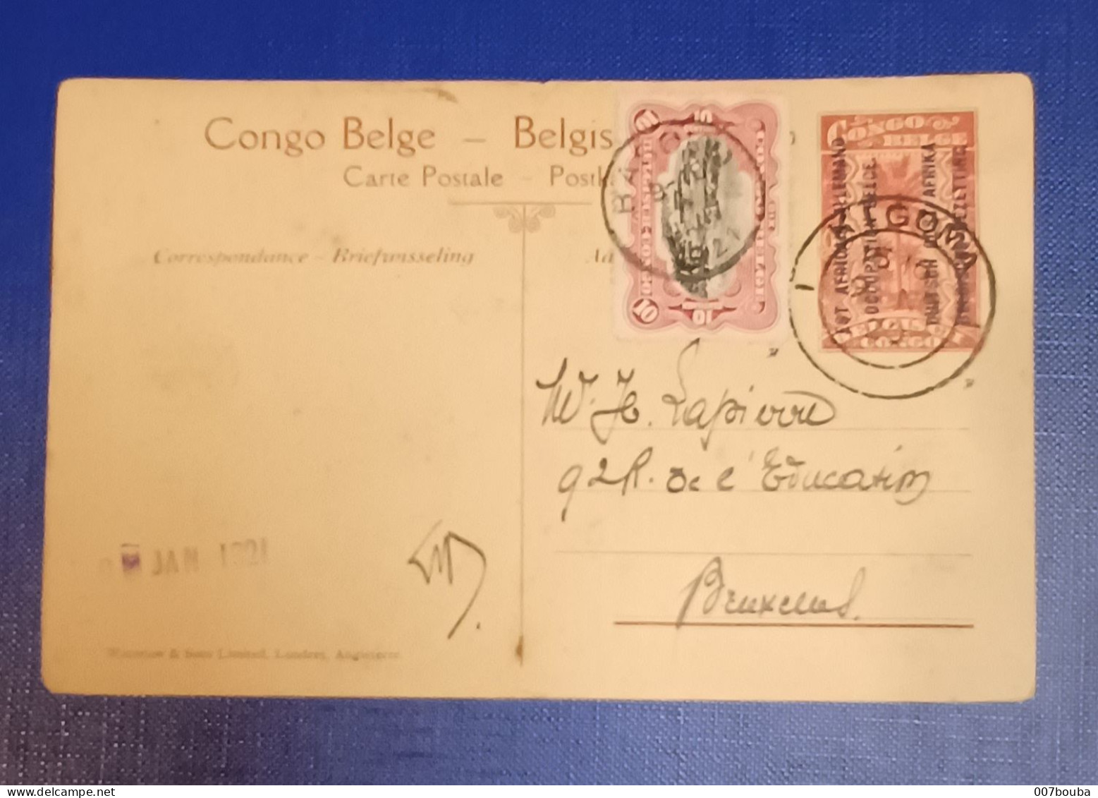 EP DE KIGOMA VERS BRUXELLES VIA BASOKO 1921 / ENTRÉE DES BELGES À TABORA - Storia Postale