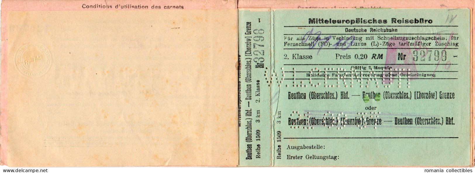 Germany, 1937, Vintage Train Ticket - Dining Saloon & Sleeping Wagon - Altri & Non Classificati