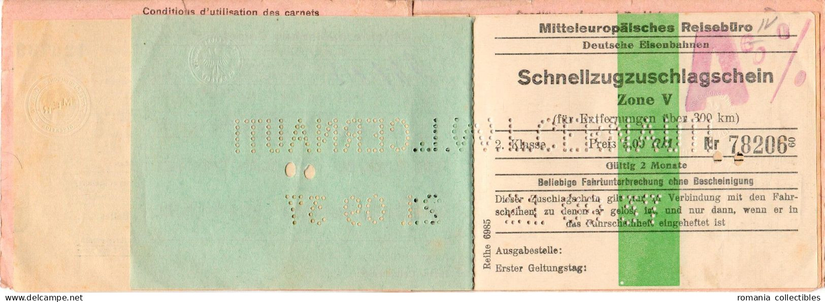Germany, 1937, Vintage Train Ticket - Dining Saloon & Sleeping Wagon - Other & Unclassified