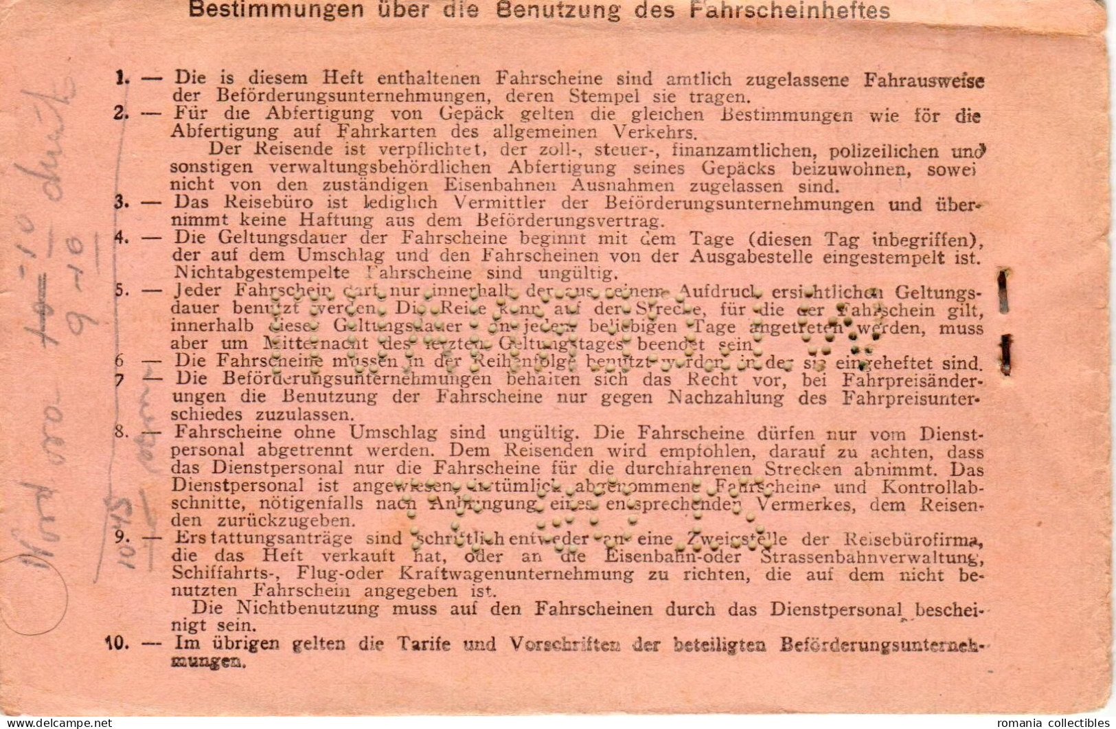 Germany, 1937, Vintage Train Ticket - Dining Saloon & Sleeping Wagon