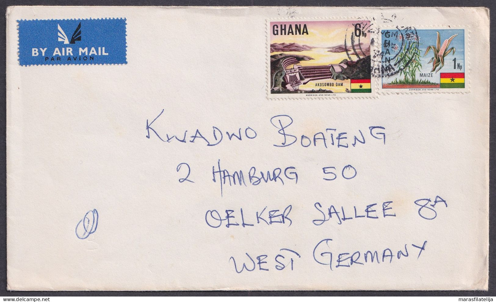 Ghana 1971, Akosombo Dam, Maize, Airmail To Germany - Ghana (1957-...)