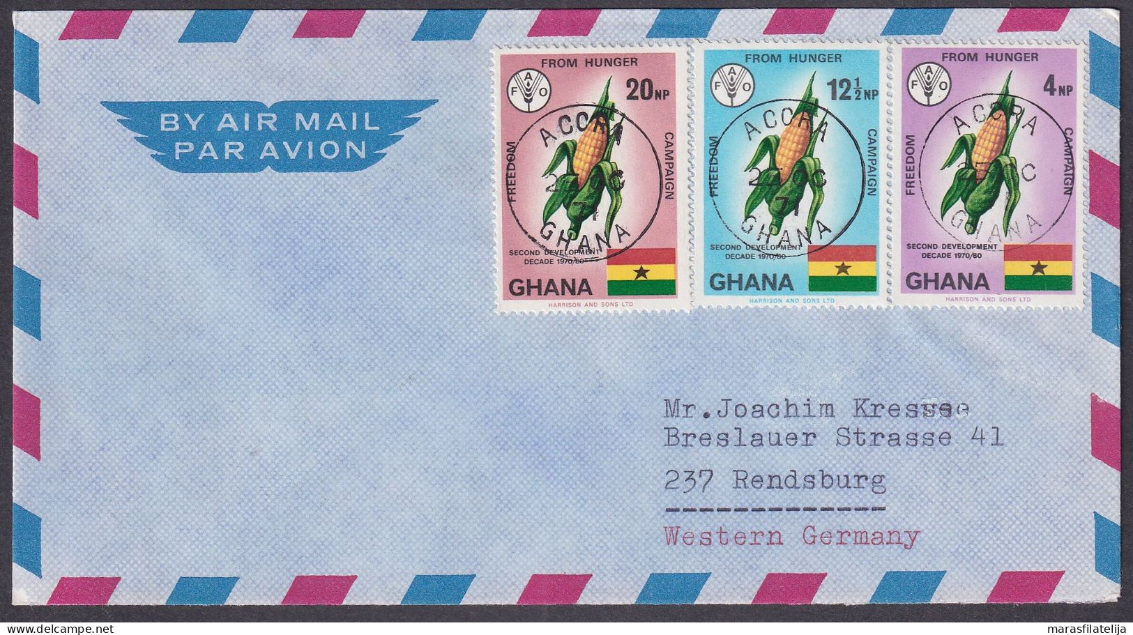 Ghana 1971, FAO, Freedom From Hunger Campaign, Registered Letter To Germany - Ghana (1957-...)