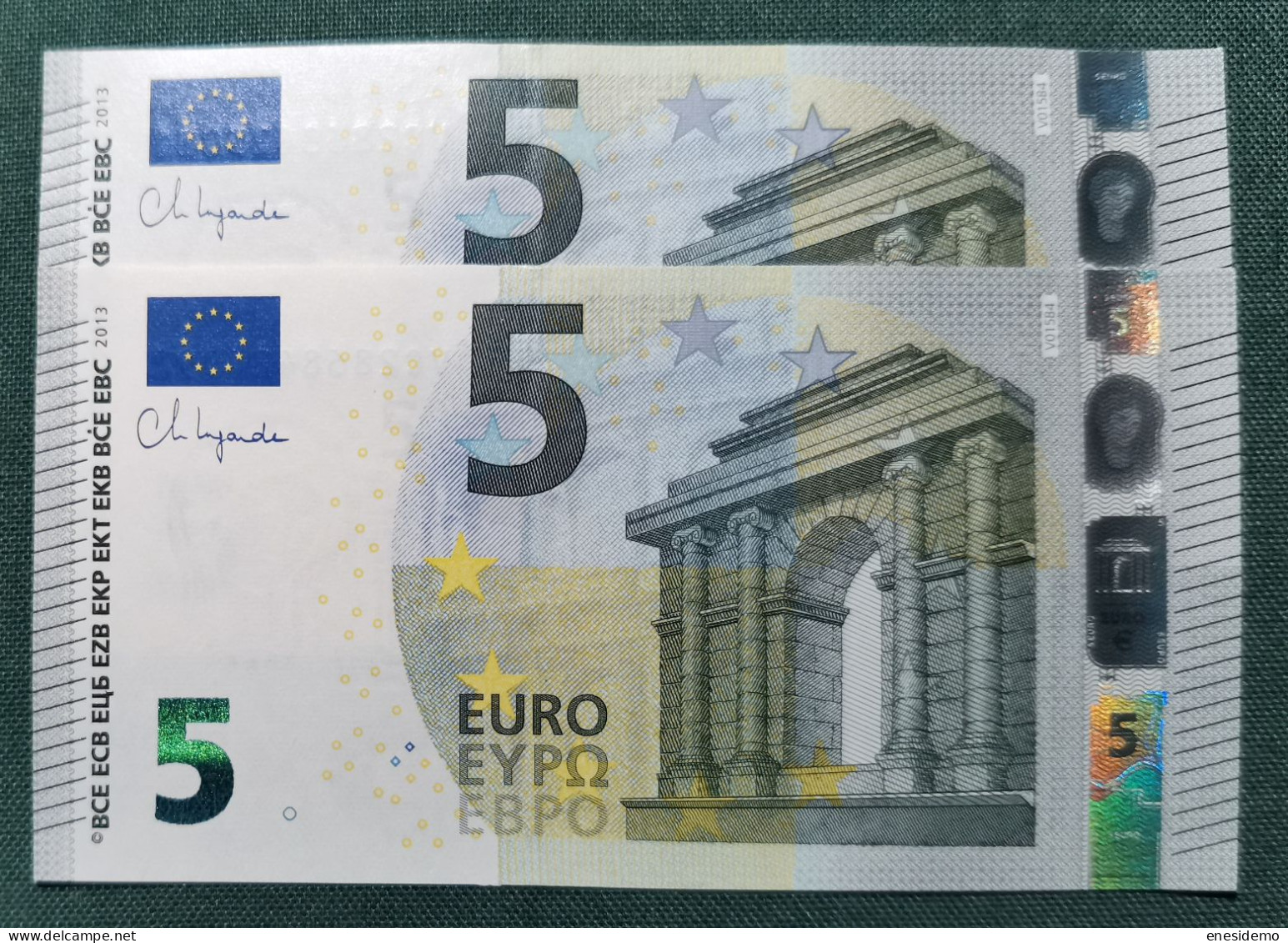 5 EURO SPAIN 2013 LAGARDE V015B4 VC CORRELATIVE COUPLE HUNDRED CHANGE SC FDS UNCIRCULATED  PERFECT - 5 Euro