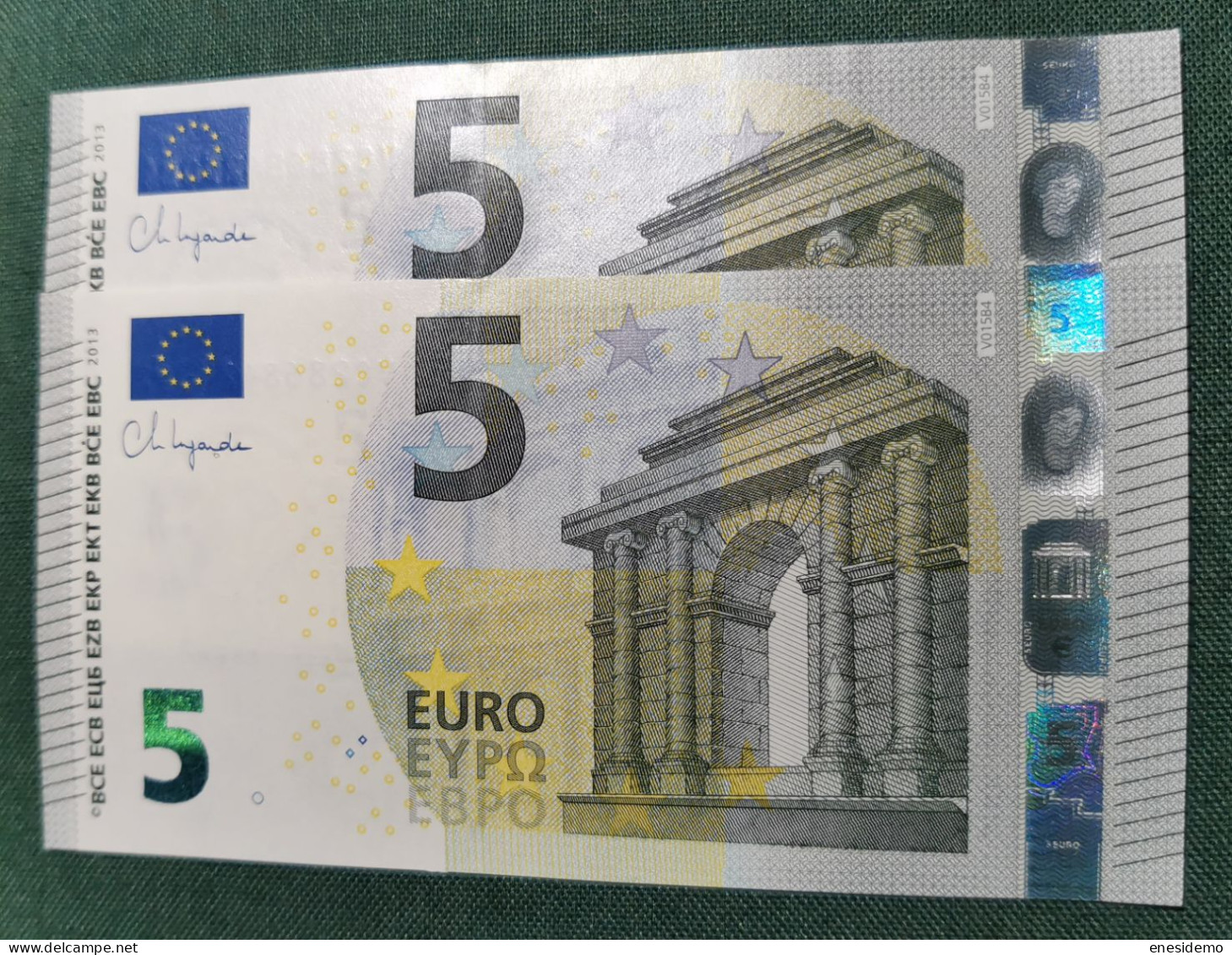 5 EURO SPAIN 2013 LAGARDE V015B4 VC CORRELATIVE COUPLE HUNDRED CHANGE SC FDS UNCIRCULATED  PERFECT - 5 Euro