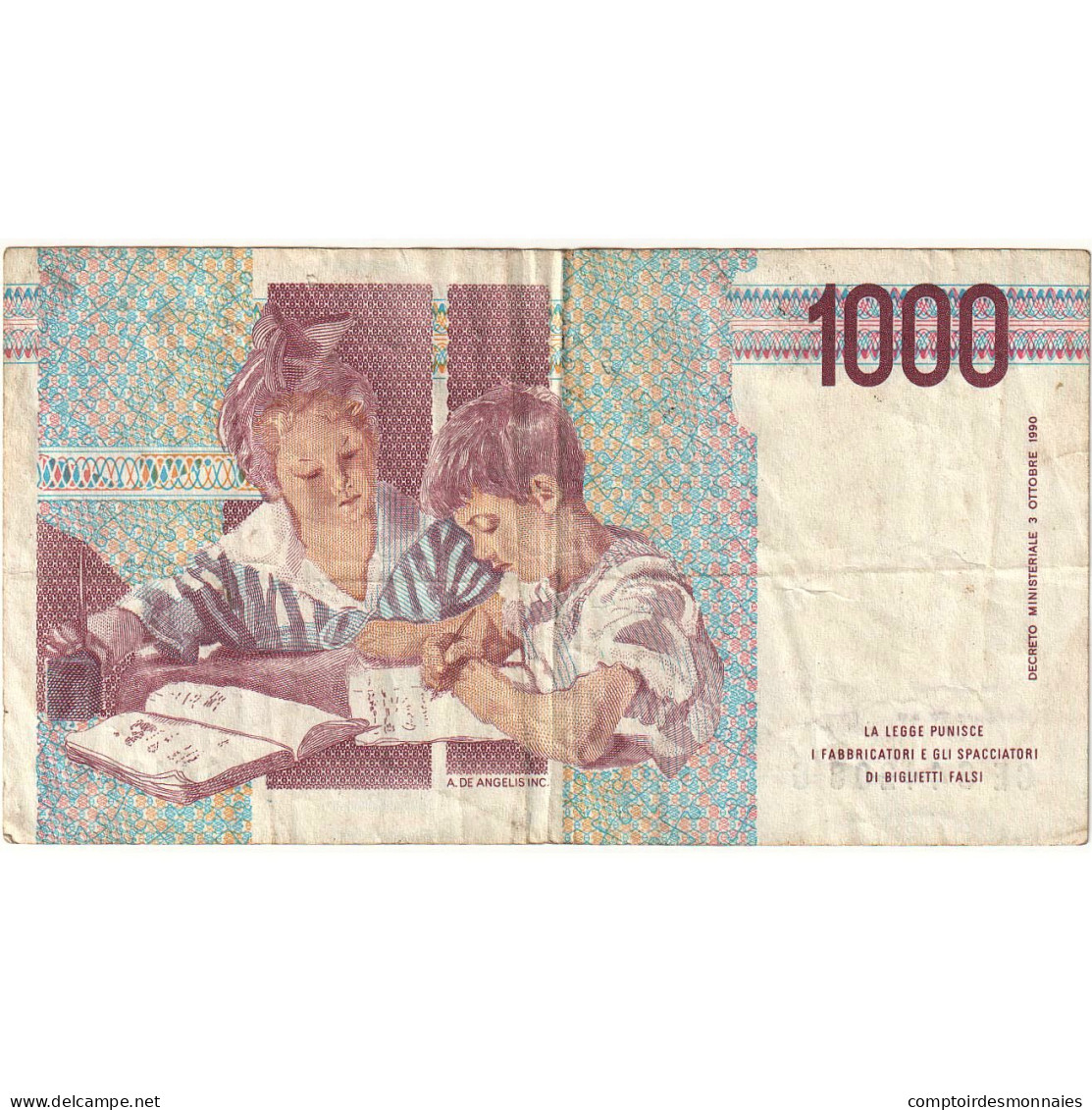 Italie, 1000 Lire, 1990-10-03, SPL - 1000 Liras