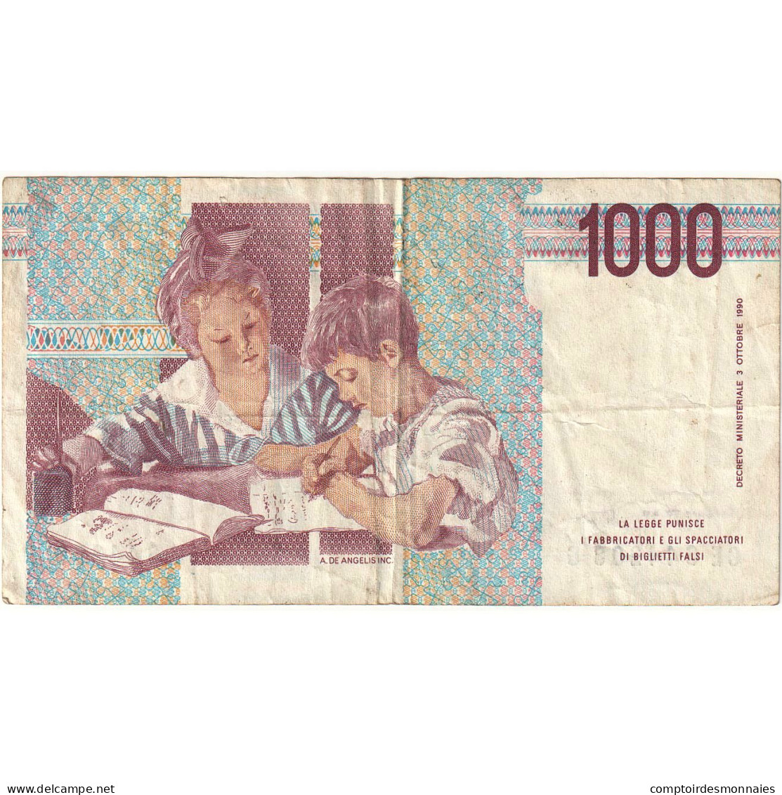 Italie, 1000 Lire, 1990-10-03, SPL - 1000 Lire