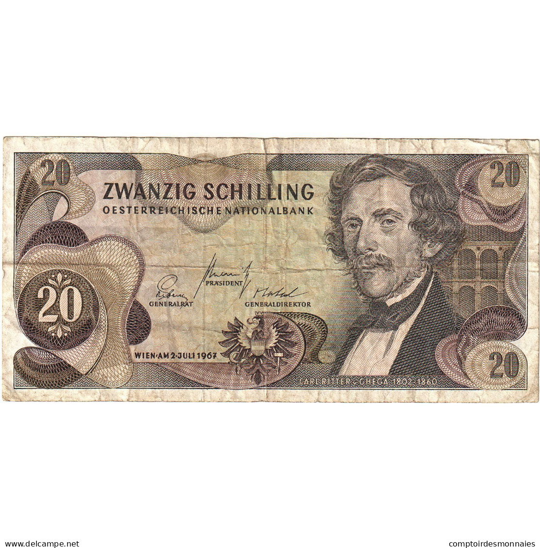 Autriche, 20 Schilling, 1967-07-02, KM:142a, B+ - Oesterreich