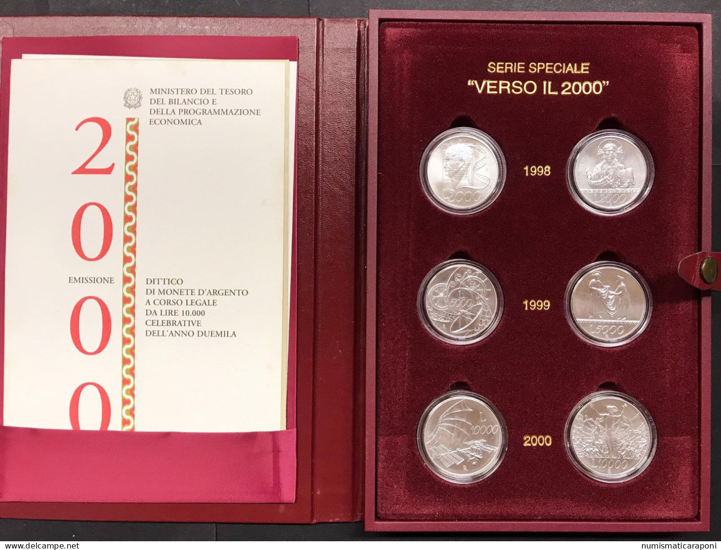 Italia Italy 1998-1999 - 2000 3 Dittici 6 Monete 2000+5000+10000 Lire Verso Il 2000 Fdc - Commémoratives