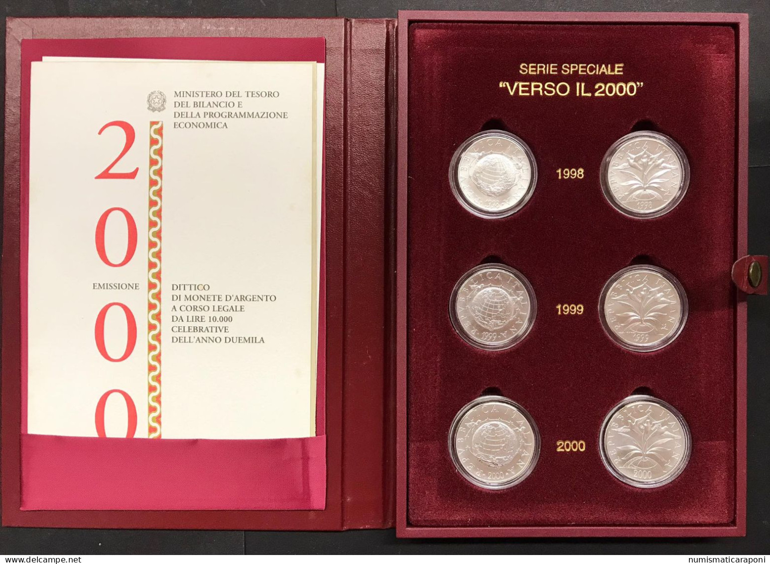 Italia Italy 1998-1999 - 2000 3 Dittici 6 Monete 2000+5000+10000 Lire Verso Il 2000 Fdc - Commemorative