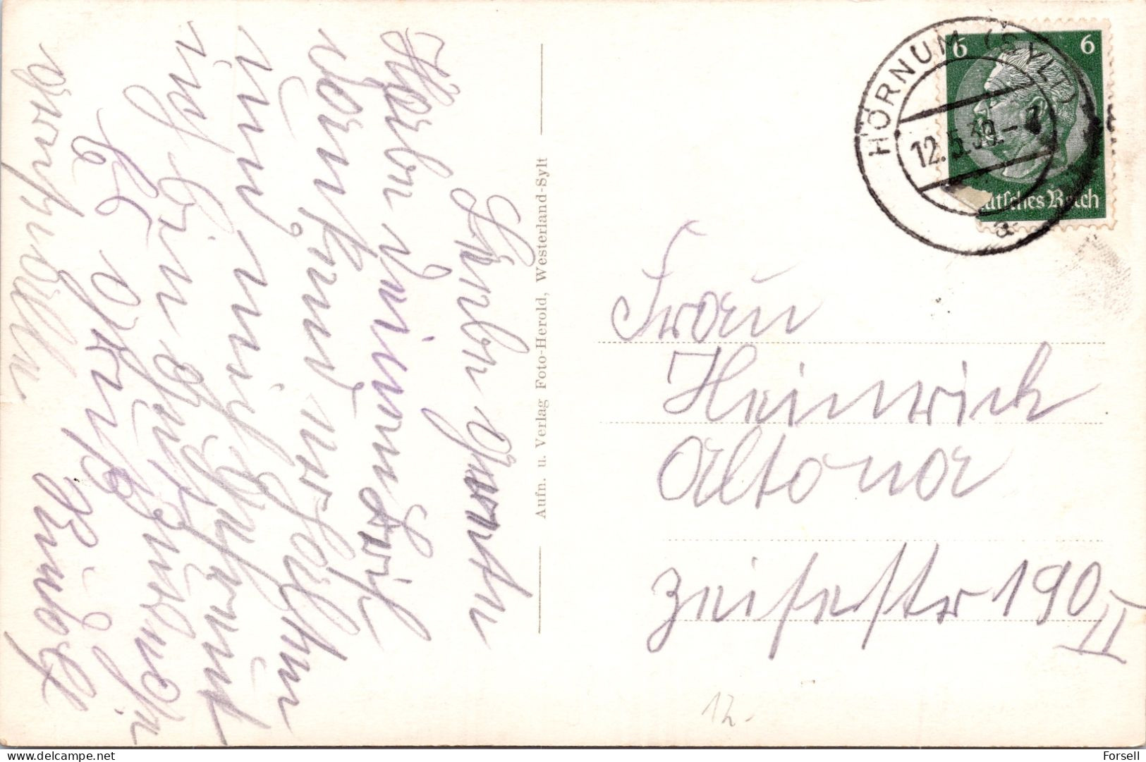 Nordsee-Erholungsort Hörnum Mit Hapag-Haus (Stempel: Hörnum (Sylt) 1939) - Sylt