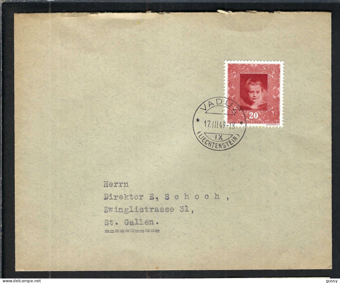 LIECHTENSTEIN Ca.1949: CP De VADUZ à St Gallen - Storia Postale