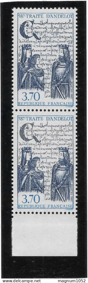 VARIETE DUO  N 2500 ** - 1 TB GRIS ABSENT - TEXTE BLEU TENANT A NORMAL - COTE + DE 725  EUROS - VOIR SCANN - RRR !!! - Unused Stamps