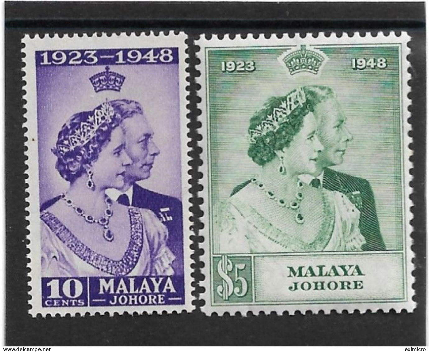 MALAYA - JOHORE 1948 SILVER WEDDING SET MOUNTED MINT Cat £30+ - Johore