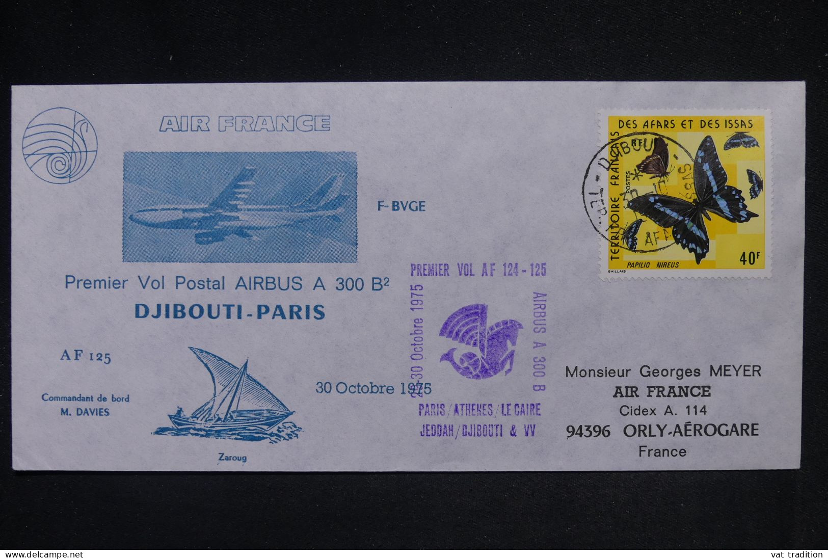 AFARS ET ISSAS - Enveloppe 1er Vol Djibouti /Paris En 1975  - L 149759 - Covers & Documents