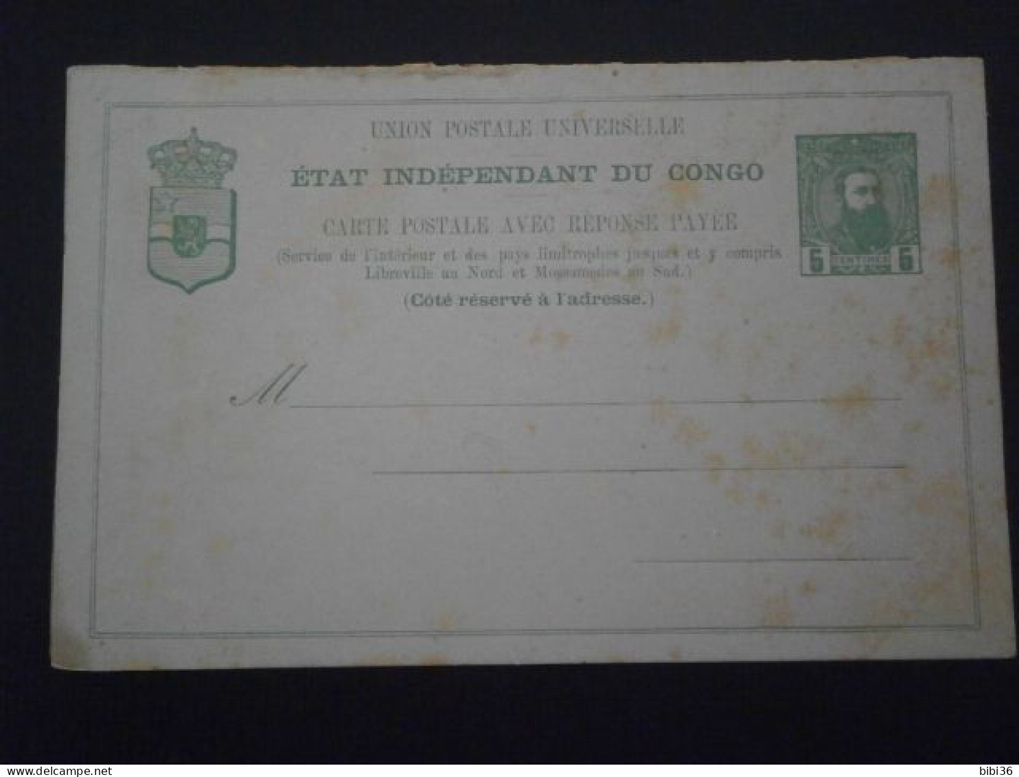 CONGO BELGE BELGIAN LETTRE ENVELOPPE COURRIER ENTIER POSTAL LEOPOLD II REPONSE PAYEE NEUF CARTE POSTALE STATIONERY PPC - Entiers Postaux