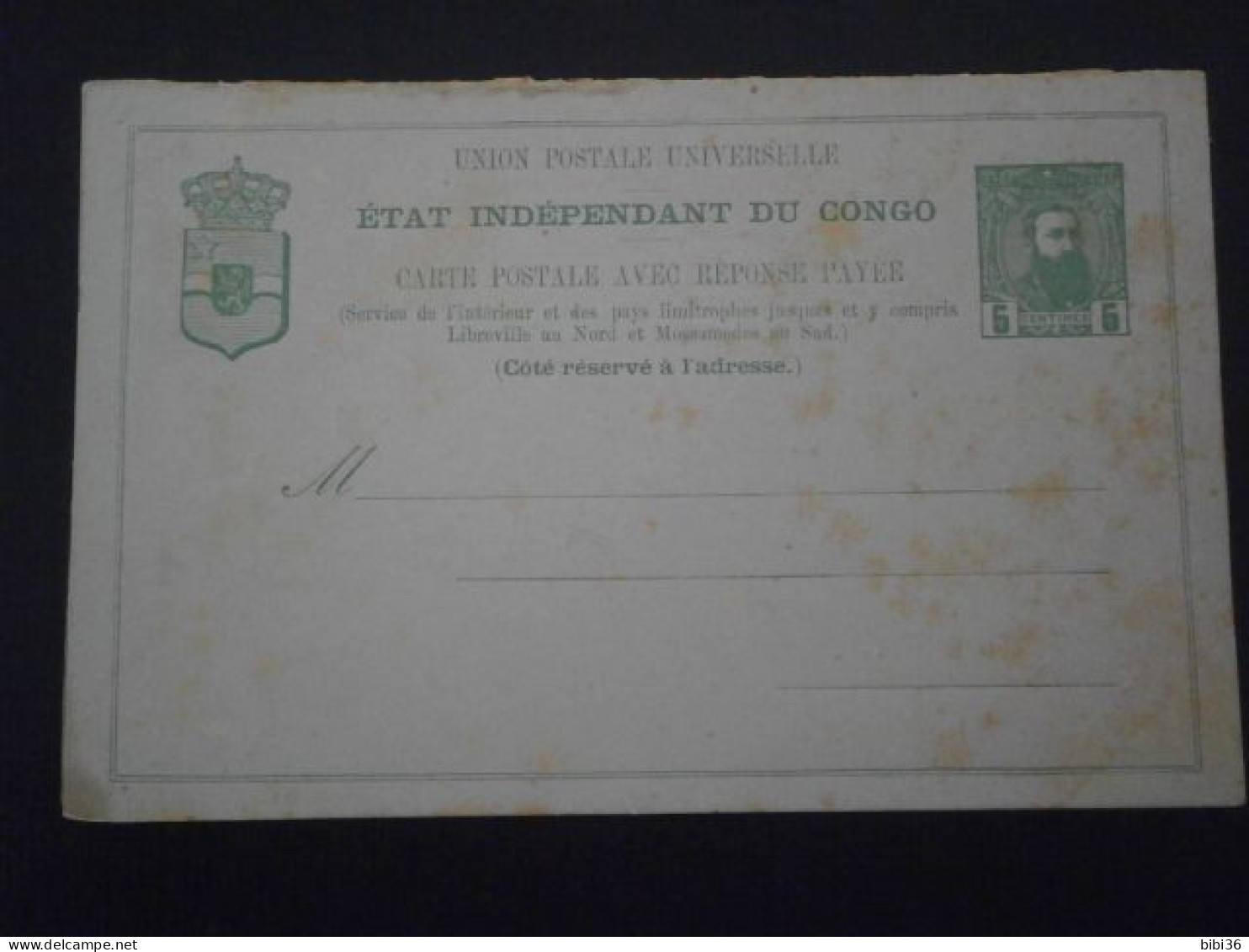 CONGO BELGE BELGIAN LETTRE ENVELOPPE COURRIER ENTIER POSTAL LEOPOLD II REPONSE PAYEE NEUF CARTE POSTALE STATIONERY PPC - Stamped Stationery
