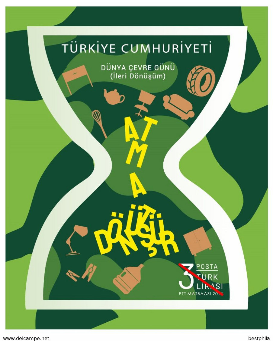 Turkey, Türkei - 2021 - World Environtment Day (Upcycle)  - 1.Mini S/Sheet, Block ** MNH - Unused Stamps