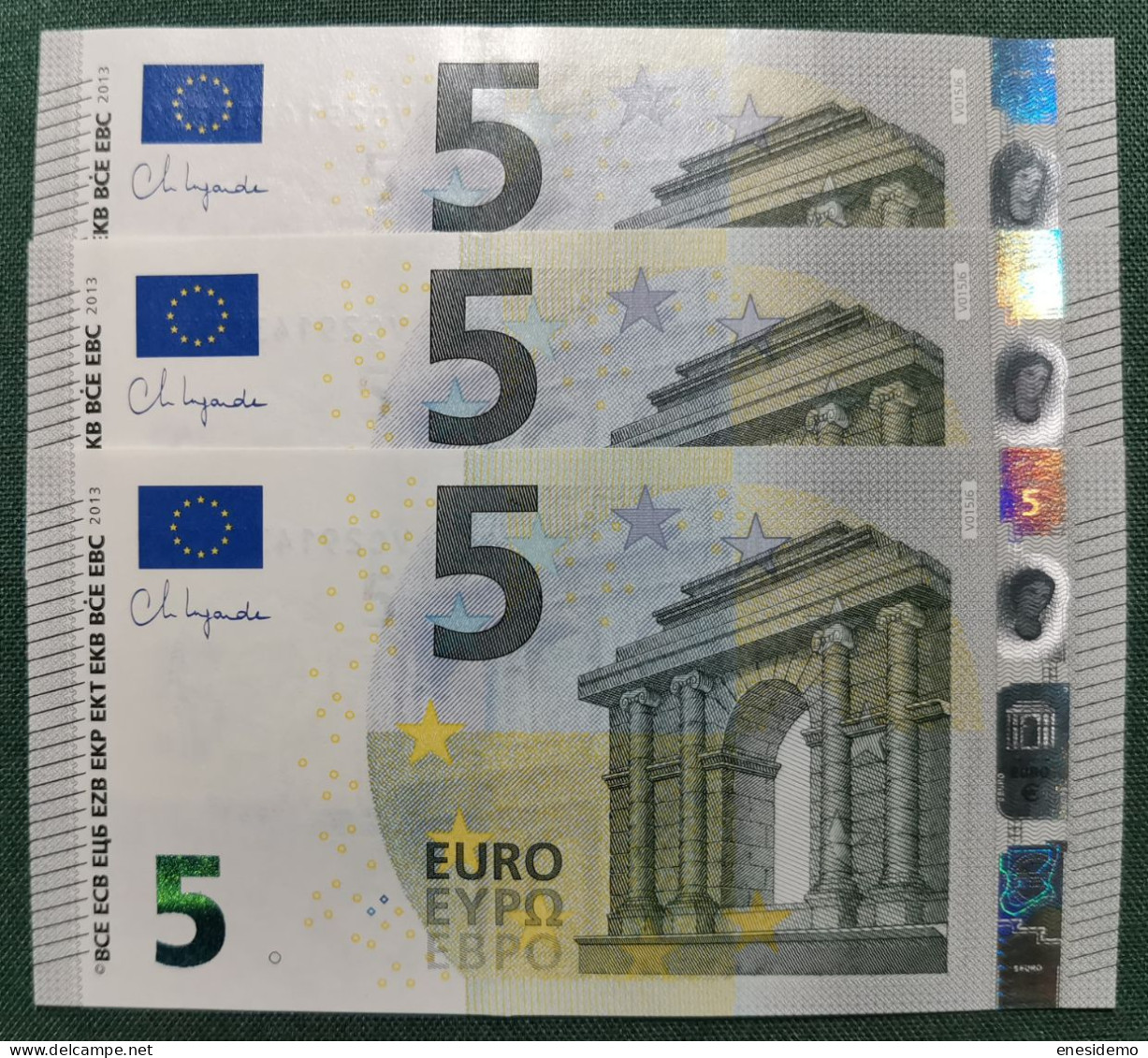 5 EURO SPAIN 2013 LAGARDE V015J6 VC LAST POSITION CORRELATIVE TRIO SC FDS UNCIRCULATED PERFECT - 5 Euro