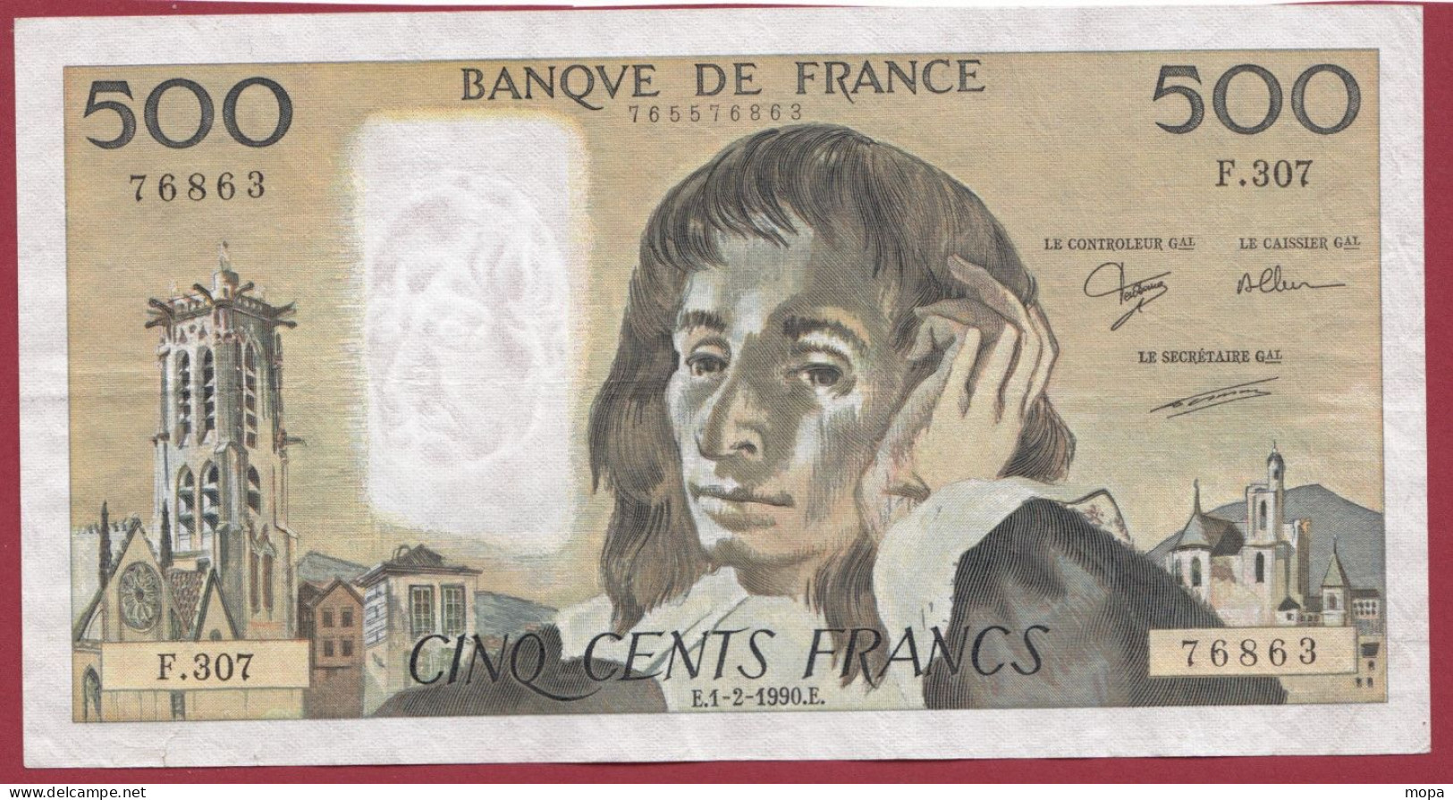 500 Francs "Pascal"- Du 01/02/1990.E--ALPH .F.307--PAS D EPINGLAGE---SUP-- (961) - 500 F 1968-1993 ''Pascal''
