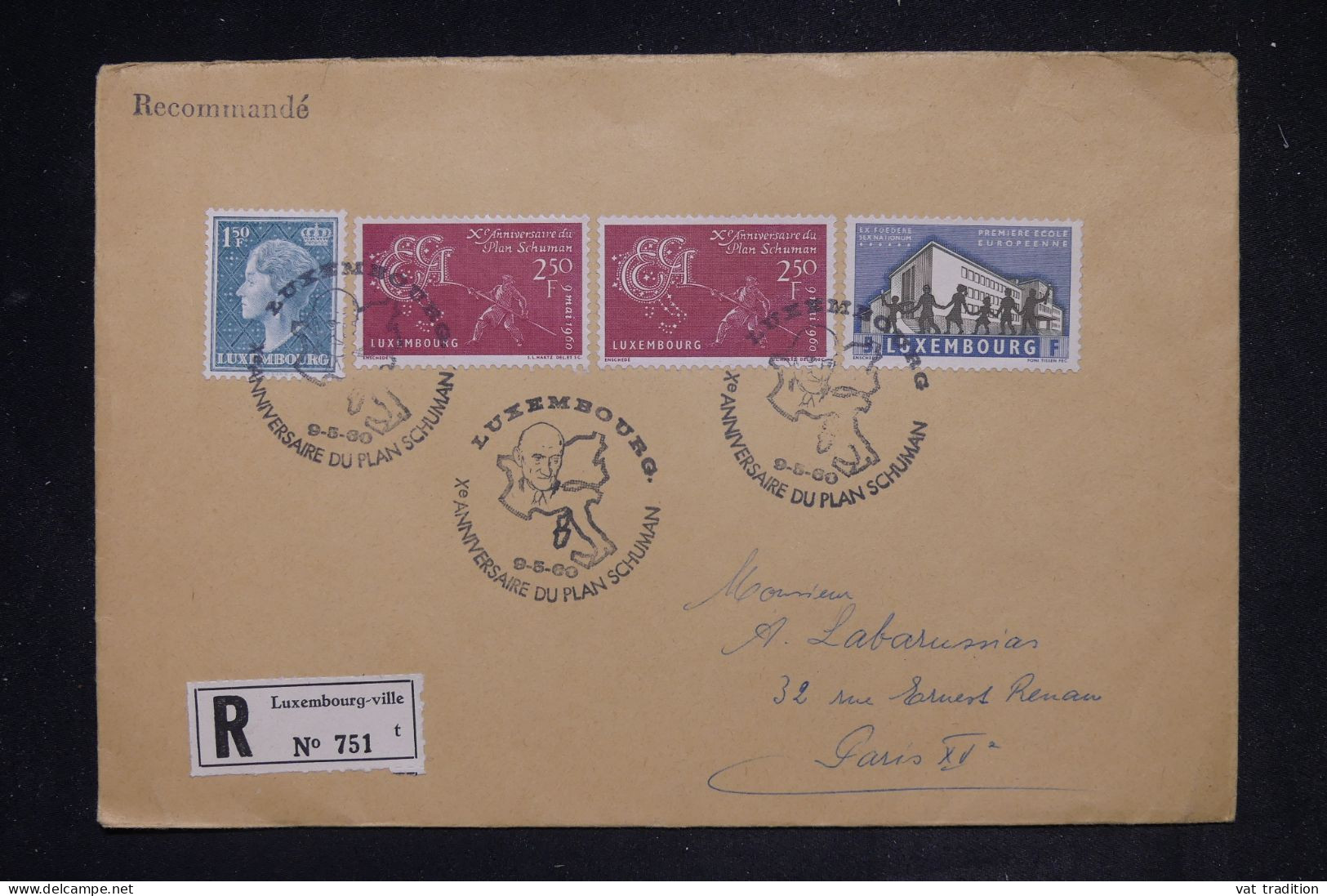 LUXEMBOURG - Enveloppe En Recommandé De Luxembourg Pour Paris En 1960 - L 149779 - Cartas & Documentos