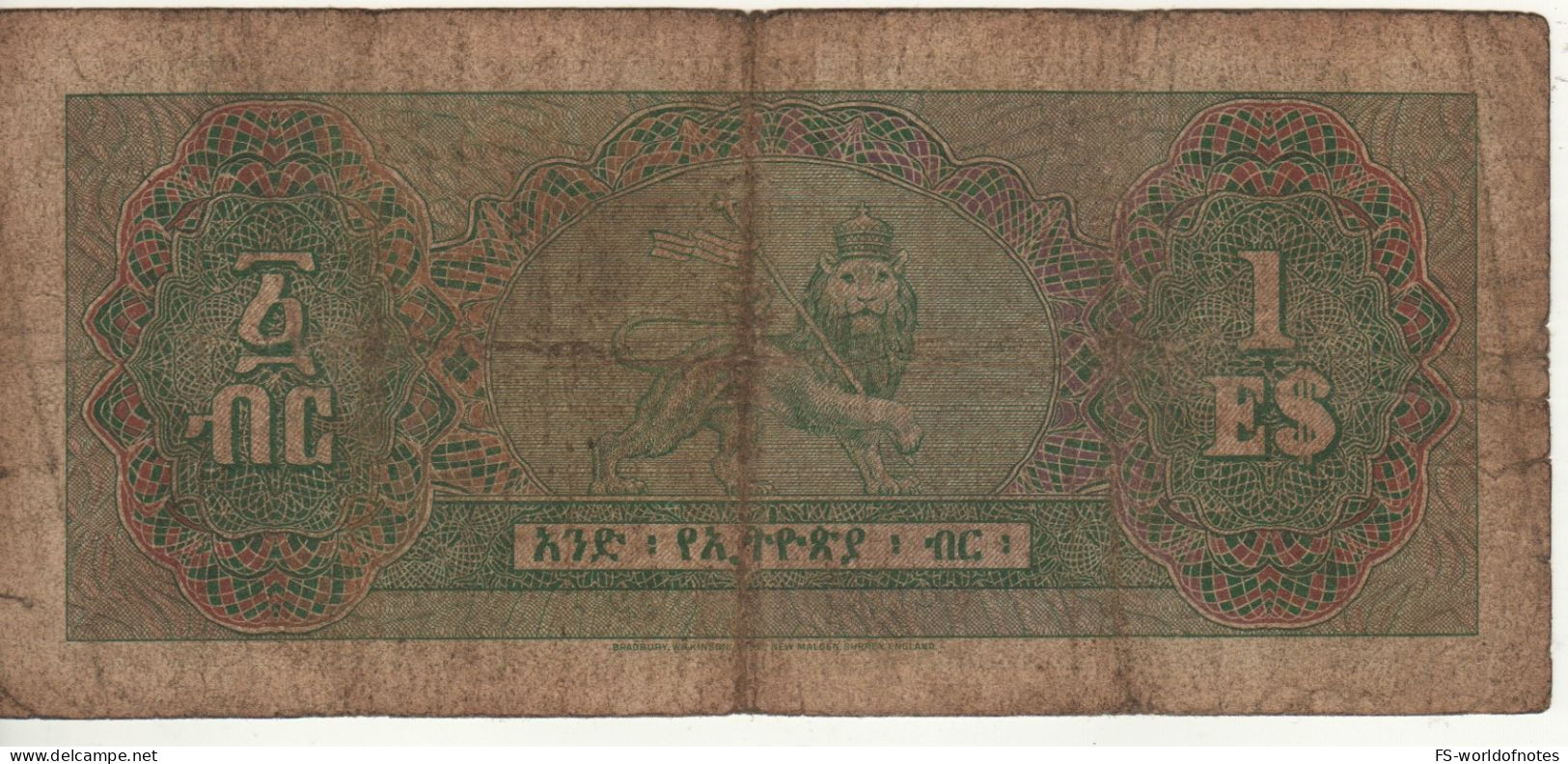 ETHIOPIA  1  Ethiopian Dollar   P18a  ( ND 1961 )    ( Emperor Haile Selassie I, Coffee Bushes + Arms At Back ) - Etiopia