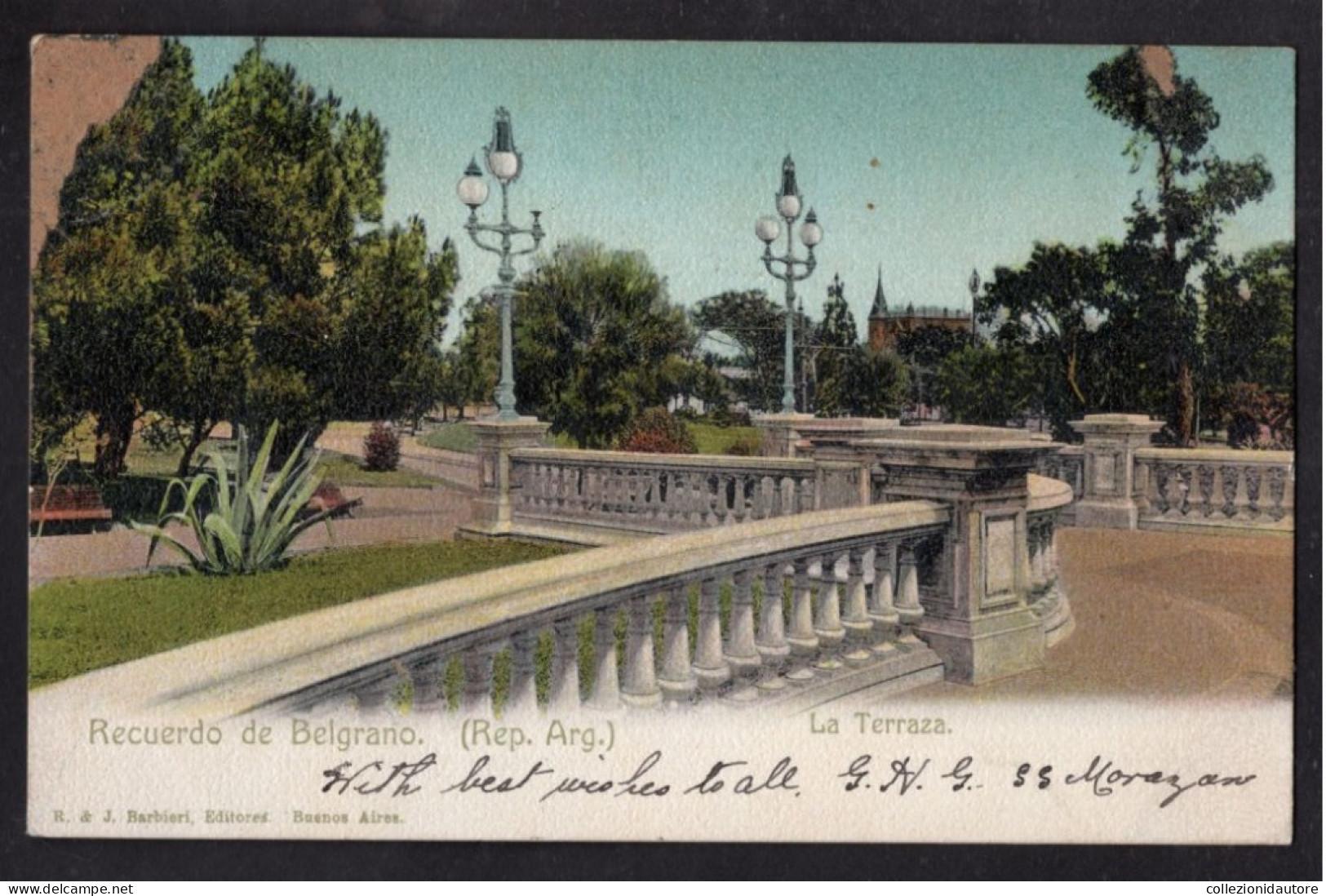 RECUERDO DE BELGRANO - LA TERRAZA - CARTOLINA FP SPEDITA NEL 1905 - Argentine