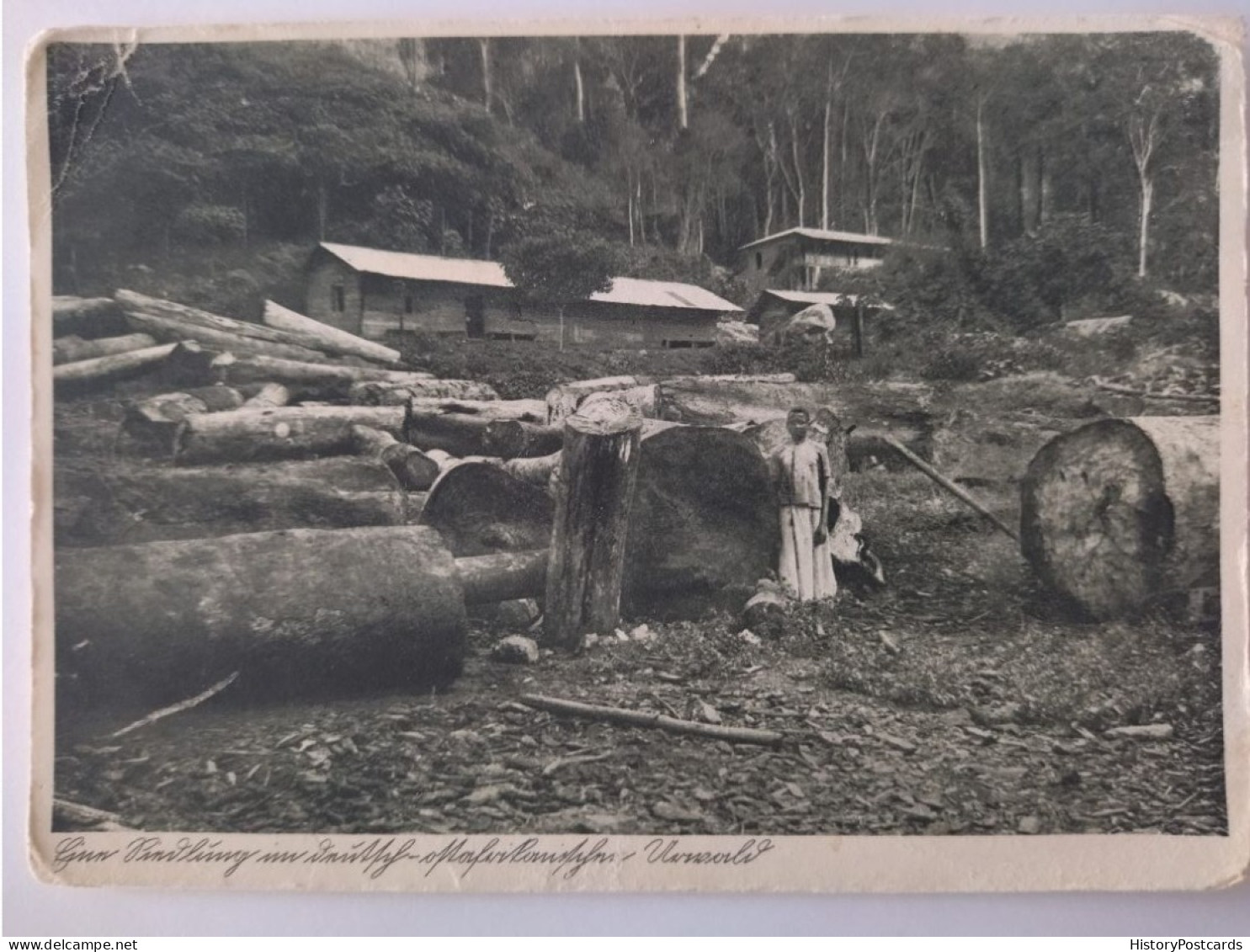 Siedlung Im Deutsch-Ostafrikanischen Urwald,  Holzfäller, Deutsche Kolonial Karte, 1910 - Ehemalige Dt. Kolonien