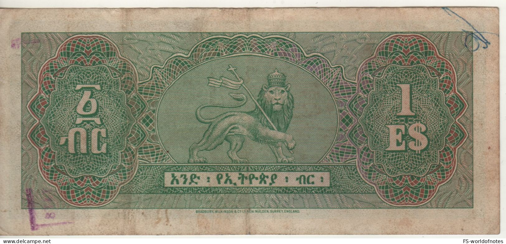 ETHIOPIA  1  Ethiopian Dollar   P18a  ( ND 1961 )    ( Emperor Haile Selassie I, Coffee Bushes + Arms At Back ) - Ethiopië