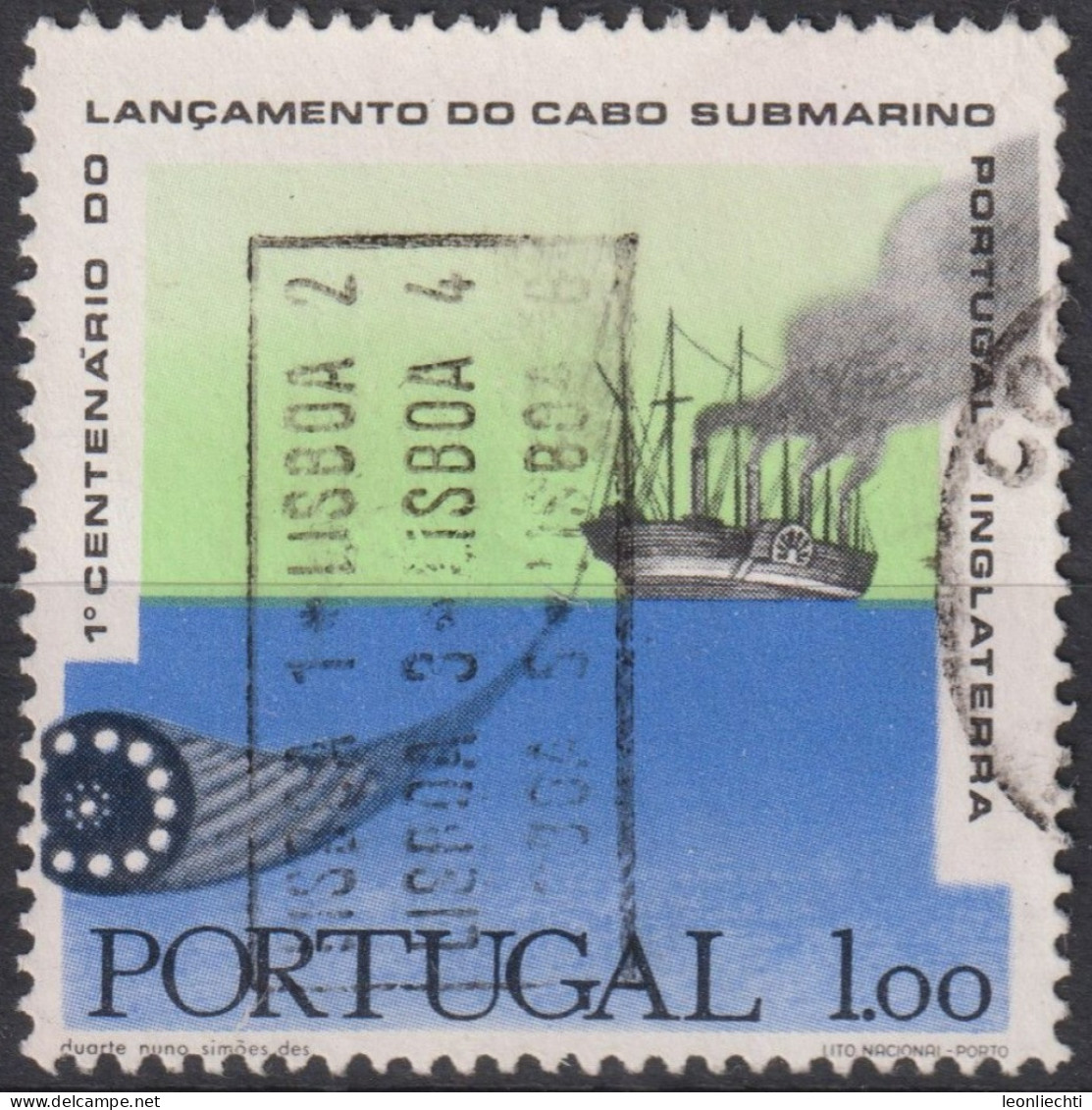 1970 Portugal ° Mi:PT 1113, Sn:PT 1080, Yt:PT 1093, Cable-laying Ship "Great Eastern" - Used Stamps