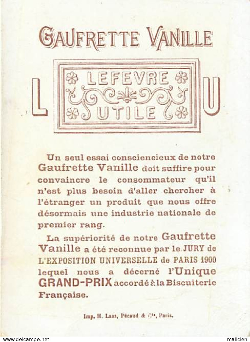 Chromos.-ref-chB568- Lu - Lefèvre Utile - Gaufrette Vanille - Rose Tremière / Fillette Fleur - - Lu