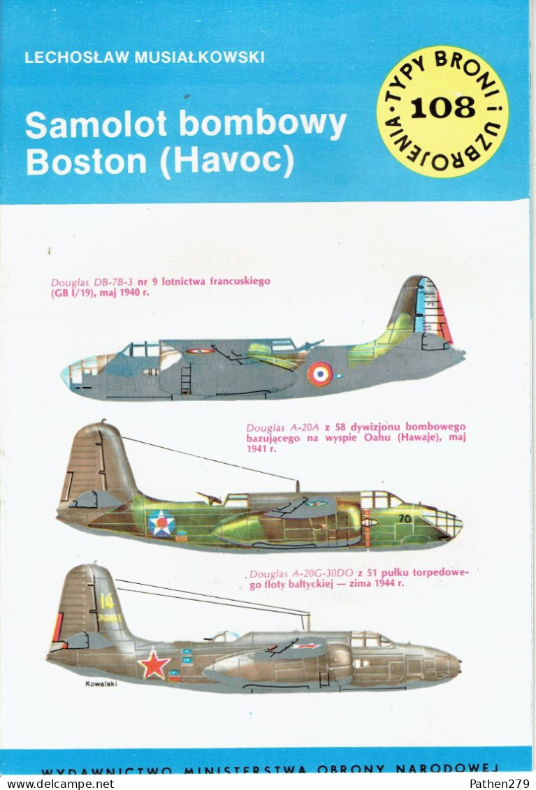 Typy Broni I Uzbrojenia N° 108 - Revue Polonaise D'armes Et Armements - Avion Douglas DB-7/A-20 Boston (Havoc) - 1986 - Aviation