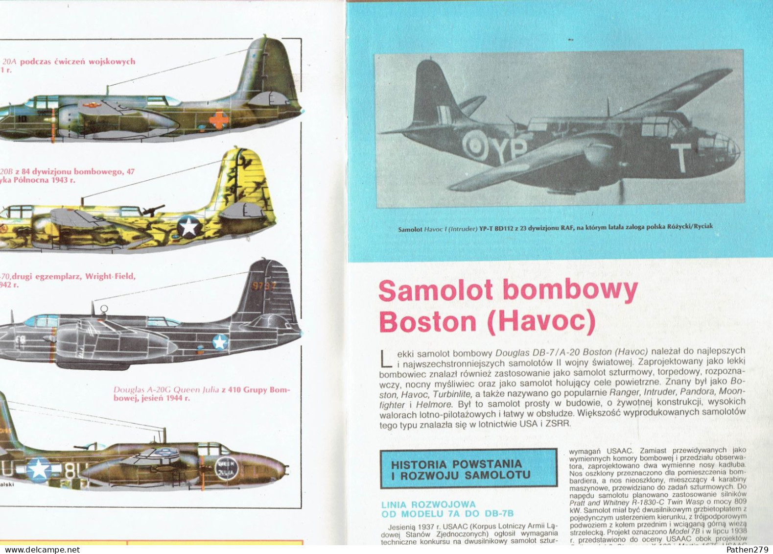 Typy Broni I Uzbrojenia N° 108 - Revue Polonaise D'armes Et Armements - Avion Douglas DB-7/A-20 Boston (Havoc) - 1986 - Aviation