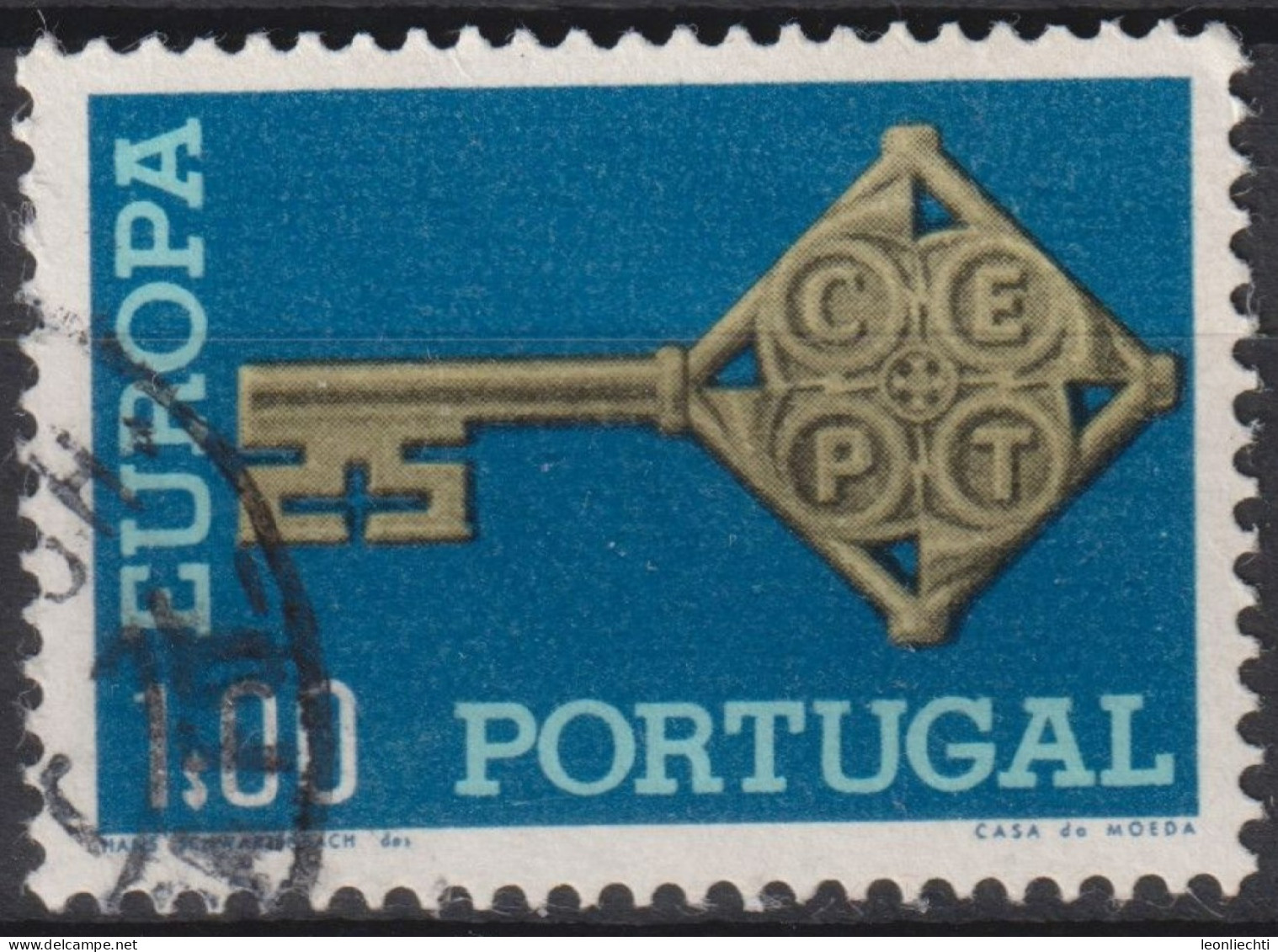 1968 Portugal ° Mi:PT 1051, Sn:PT 1019, Yt:PT 1032, Europa (C.E.P.T.) 1968 - Schlüssel - Oblitérés