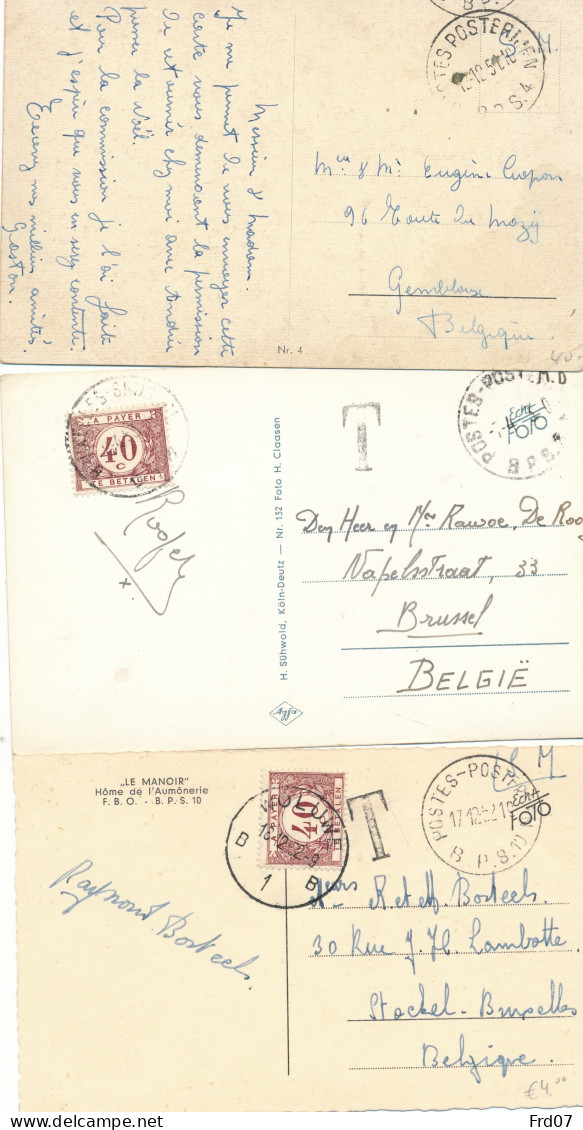 4 Cartes B.P.S. Allemagne – Belgique, Taxée & 2 Non Taxées – Période 1951/53 - Storia Postale