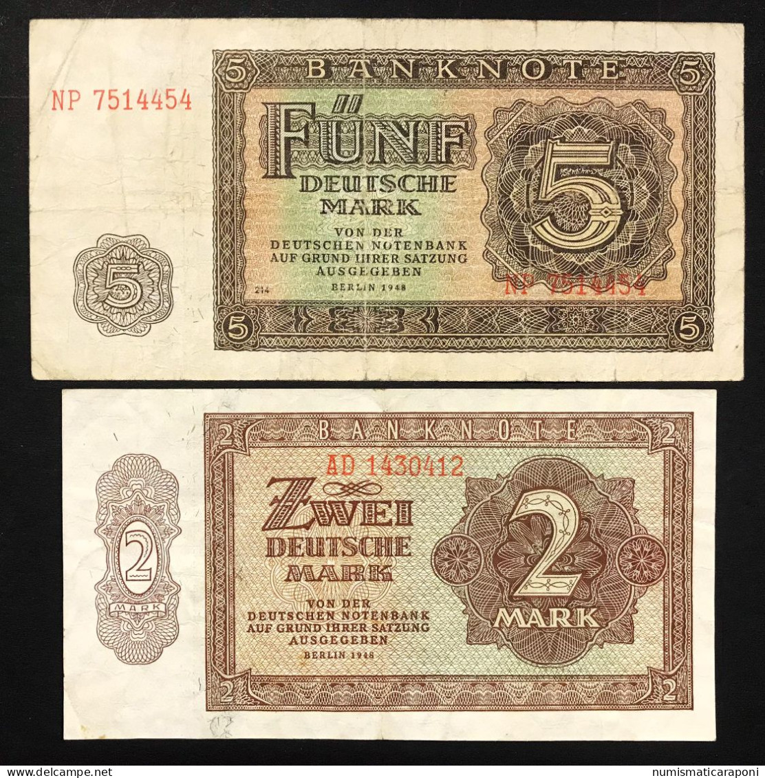 GERMANIA GERMANY Democratic Republic Ddr 2 + 5 Mark 1948  10b + 11b LOTTO 501 - 5 Mark