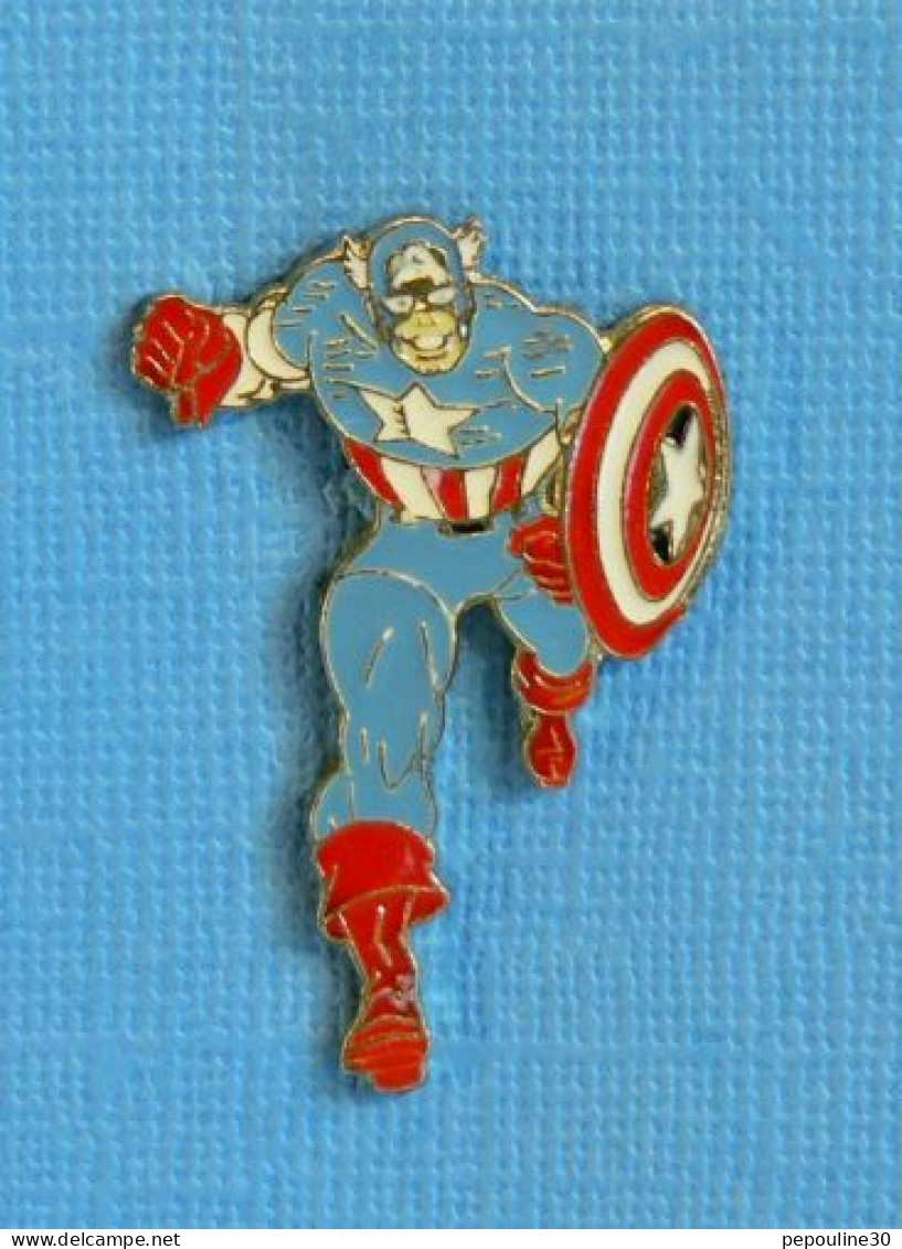 1 PIN'S  //  ** CAPTAIN AMÉRICA / THE AVENGERS / MARVEL COMICS ** . (© 1988 Marvel Ent. Group INC) - Kino