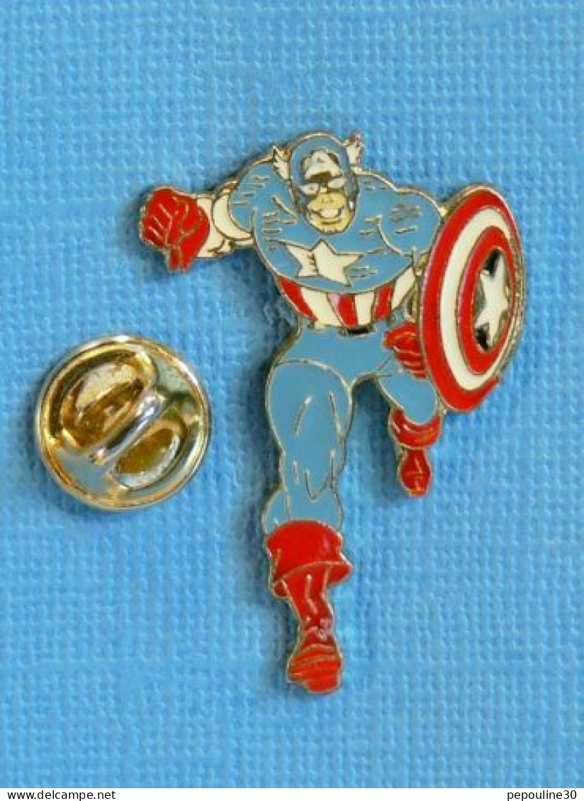 1 PIN'S  //  ** CAPTAIN AMÉRICA / THE AVENGERS / MARVEL COMICS ** . (© 1988 Marvel Ent. Group INC) - Cinema