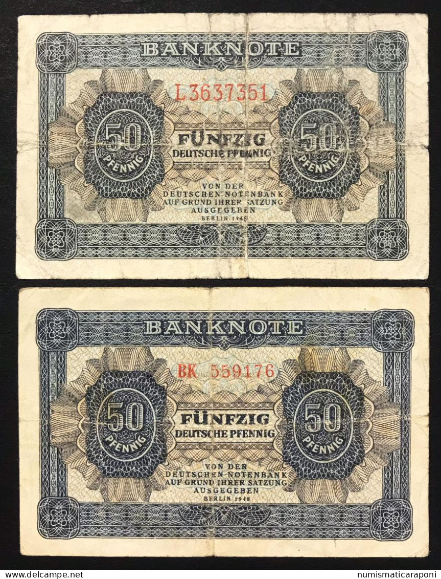 GERMANIA GERMANY Democratic Republic Ddr 50 Pfennig 1948  Pick#8a + 8b LOTTO 503 - 5 Mark