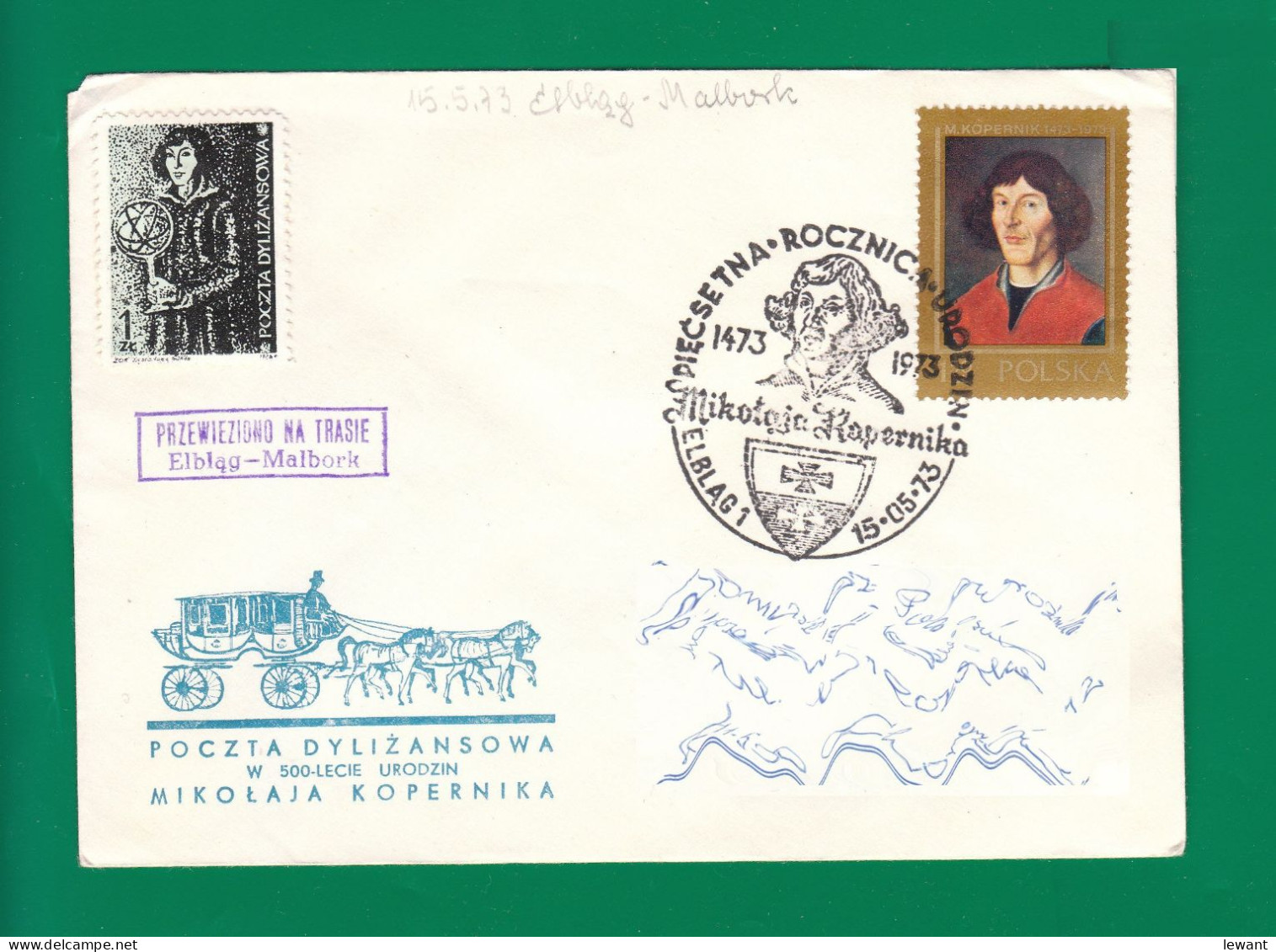 1973 Nicolaus Copernicus - Stagecoach Mail_ZIE_05_ELBLAG - Storia Postale