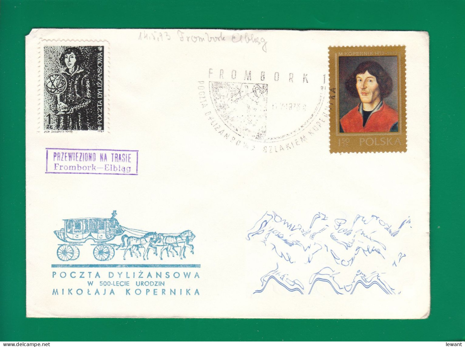 1973 Nicolaus Copernicus - Stagecoach Mail_ZIE_06_FROMBORK - Lettres & Documents