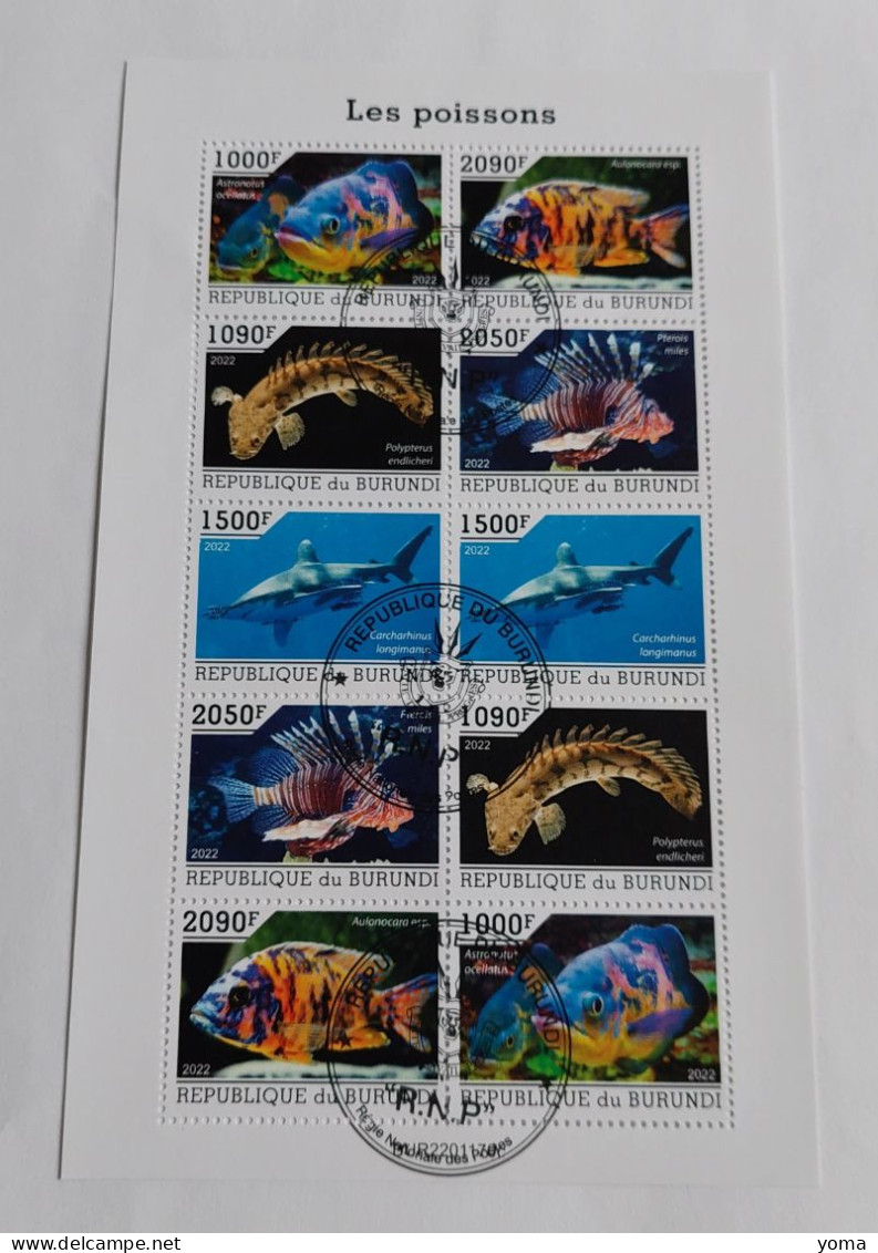 N° 2639 à 2643       Les Poissons  -  5 Valeurs Se-tenant Dans Un Feuillet De 10  -  Oblitérés - Used Stamps