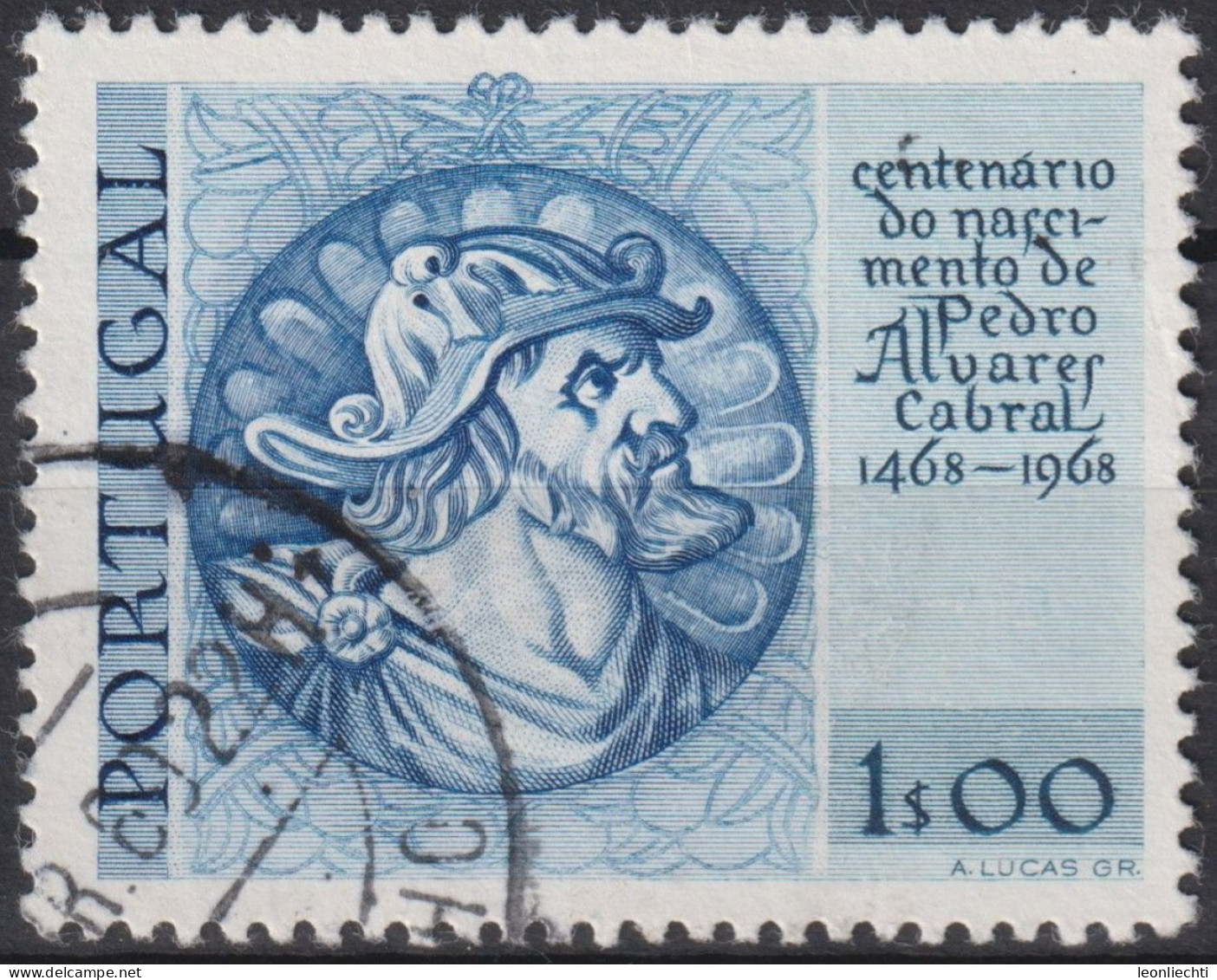 1968 Portugal ° Mi:PT 1067, Sn:PT 1035, Yt:PT 1048, Cabral, Pedro Alvares (1468-1526) Discoverer Of Brazil - Usado