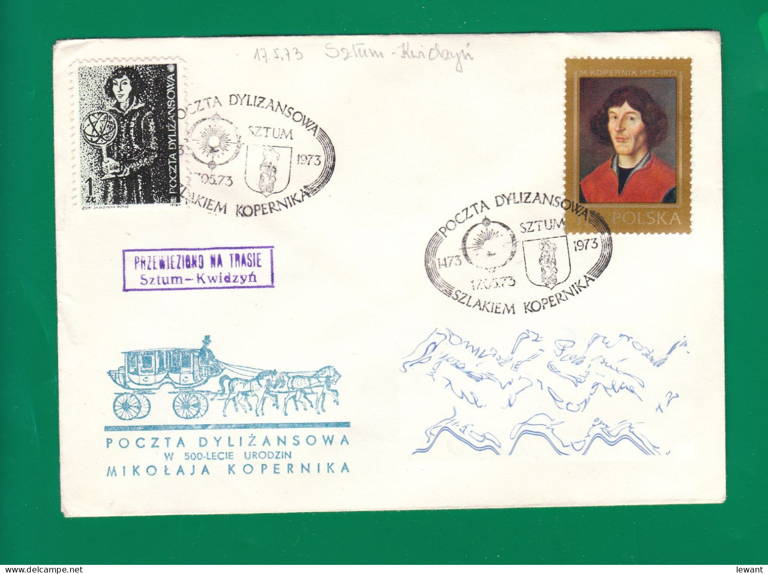 1973 Nicolaus Copernicus - Stagecoach Mail_ZIE_07_SZTUM - Lettres & Documents