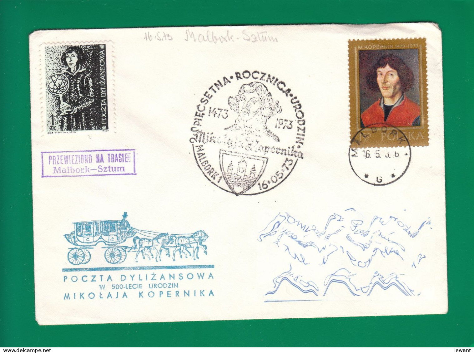 1973 Nicolaus Copernicus - Stagecoach Mail_ZIE_08_MALBORK - Brieven En Documenten