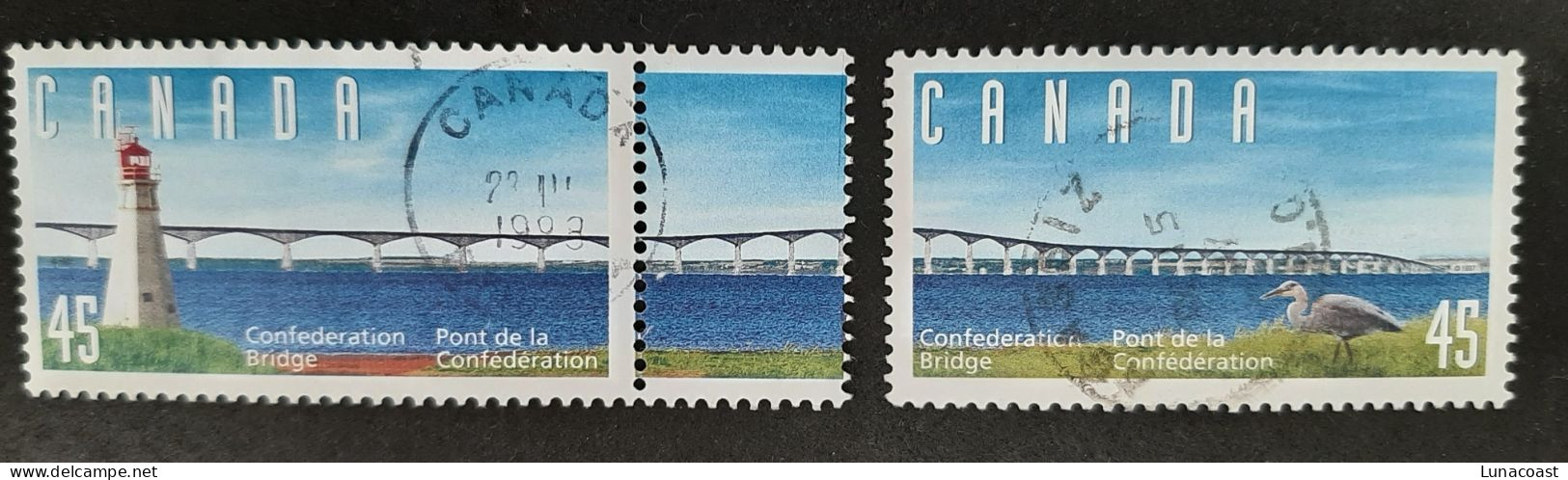 Canada 1997  USED  Sc1645-1646    2 X 45c  Confederation Bridge - Oblitérés