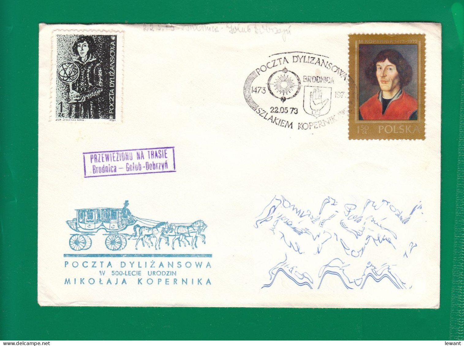 1973 Nicolaus Copernicus - Stagecoach Mail_ZIE_11_BRODNICA - Brieven En Documenten