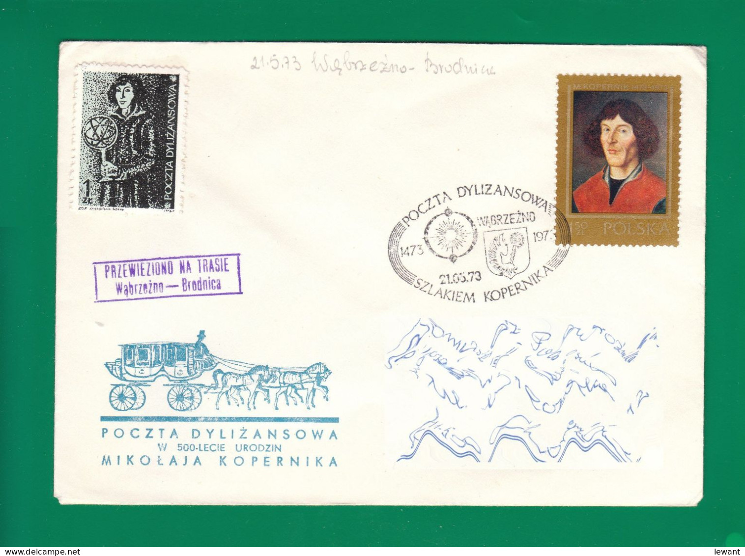 1973 Nicolaus Copernicus - Stagecoach Mail_ZIE_12_WABRZEZNO - Covers & Documents