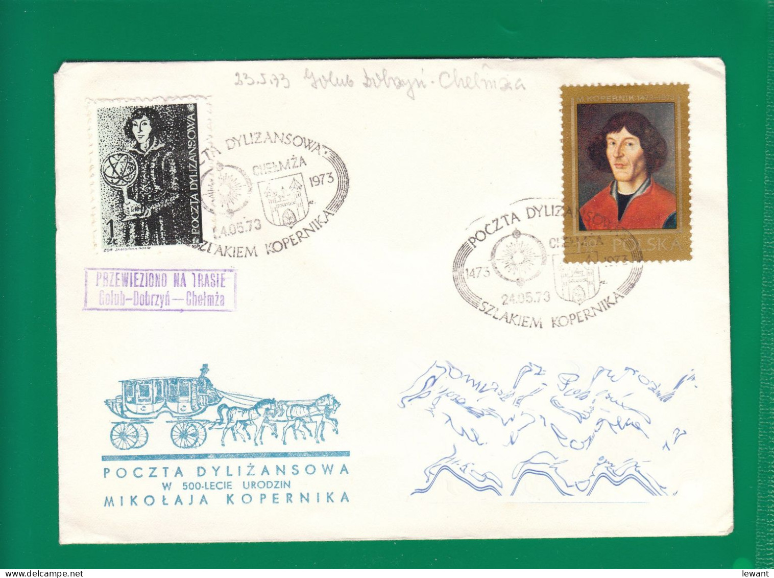 1973 Nicolaus Copernicus - Stagecoach Mail_ZIE_14_CHELMZA - Covers & Documents