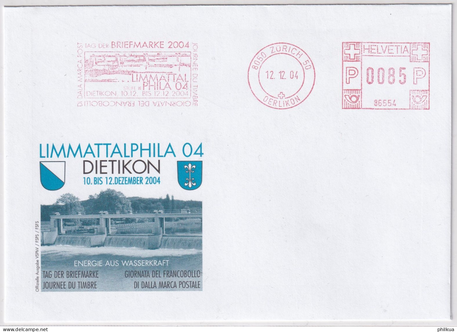 2004 Tag Der Briefmarke Mit Automatenfreistempel Limmattal Phila 04 - Zürich 50 / 12.12.2004 - Lettres & Documents