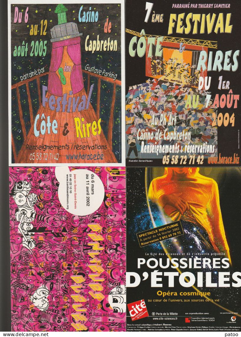 LOT DE 2 CARTES POSTALES ET 16 CARTONS PUBLICITAIRES CONCERNANT DES FESTIVALS ET DES SPECTACLES(cf Scans Pour Détails) - Sammlungen & Sammellose